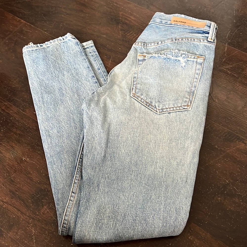 Grlfrnd Ripped Jean skirt full button close Size  24 Gently Used
